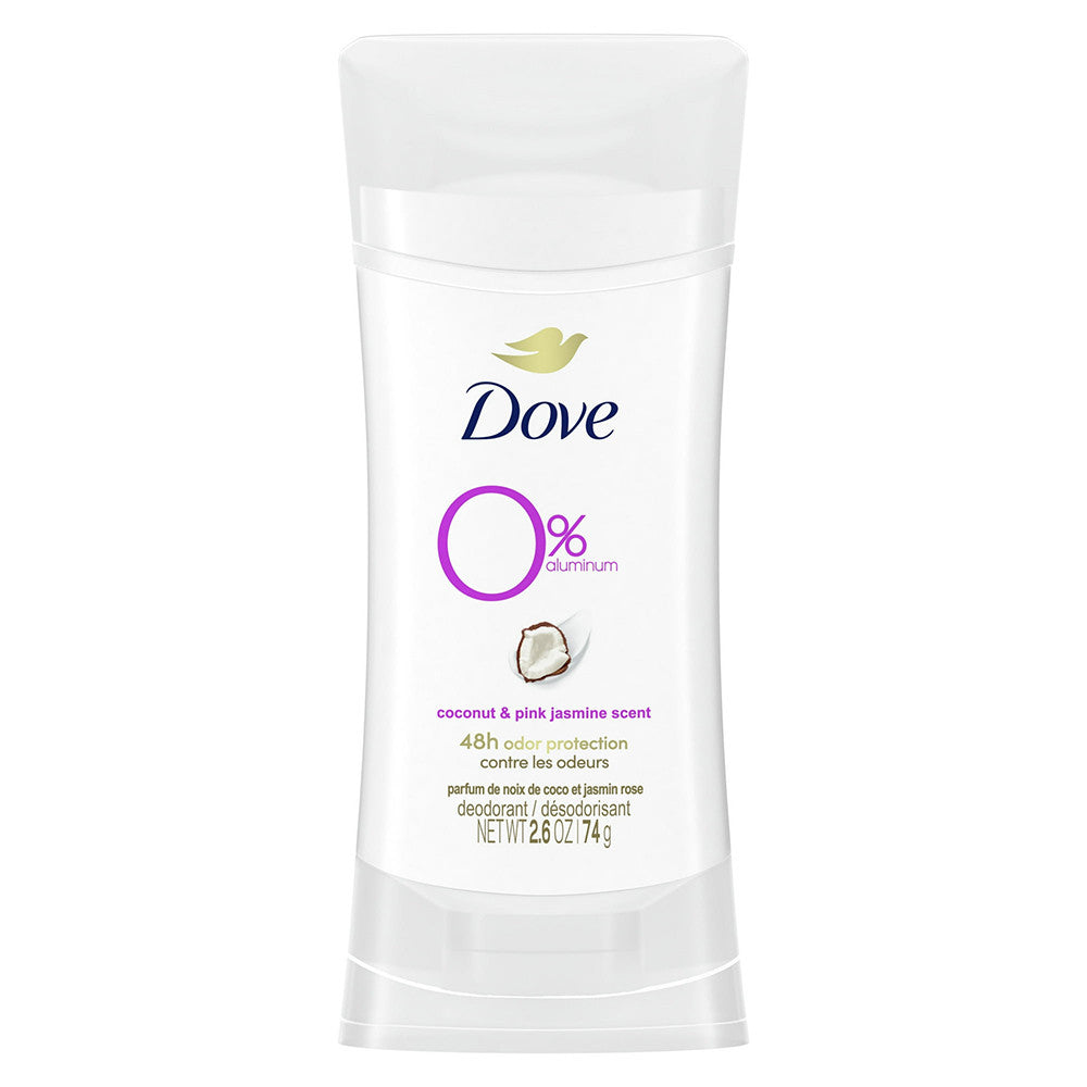 Dove Beauty 0% Aluminum Deodorant Stick, Coconut And Pink Jasmine, 2.6 Oz